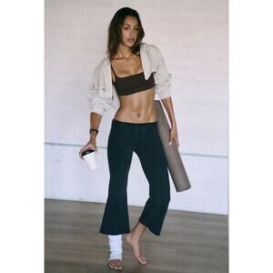 Free People FP Movement Washed Black Low Rise Hot Shot Crop Flare Pants S Yoga
